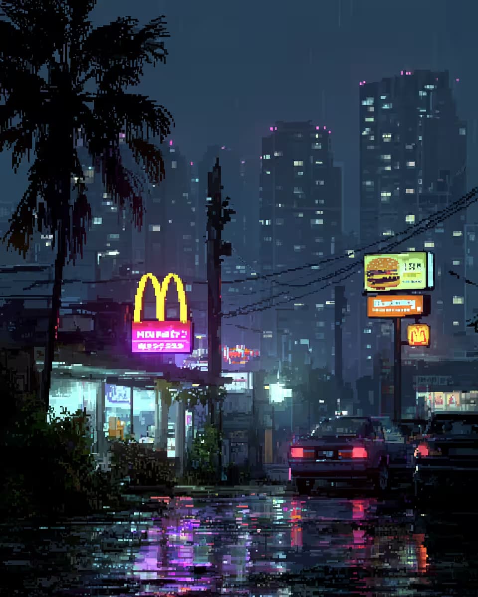 Example output for 8-Bit Cyberpunk City Creator